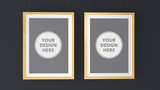 Two wooden Photo Frames Mockup. High resolution 3d render. Personal branding mockup template.