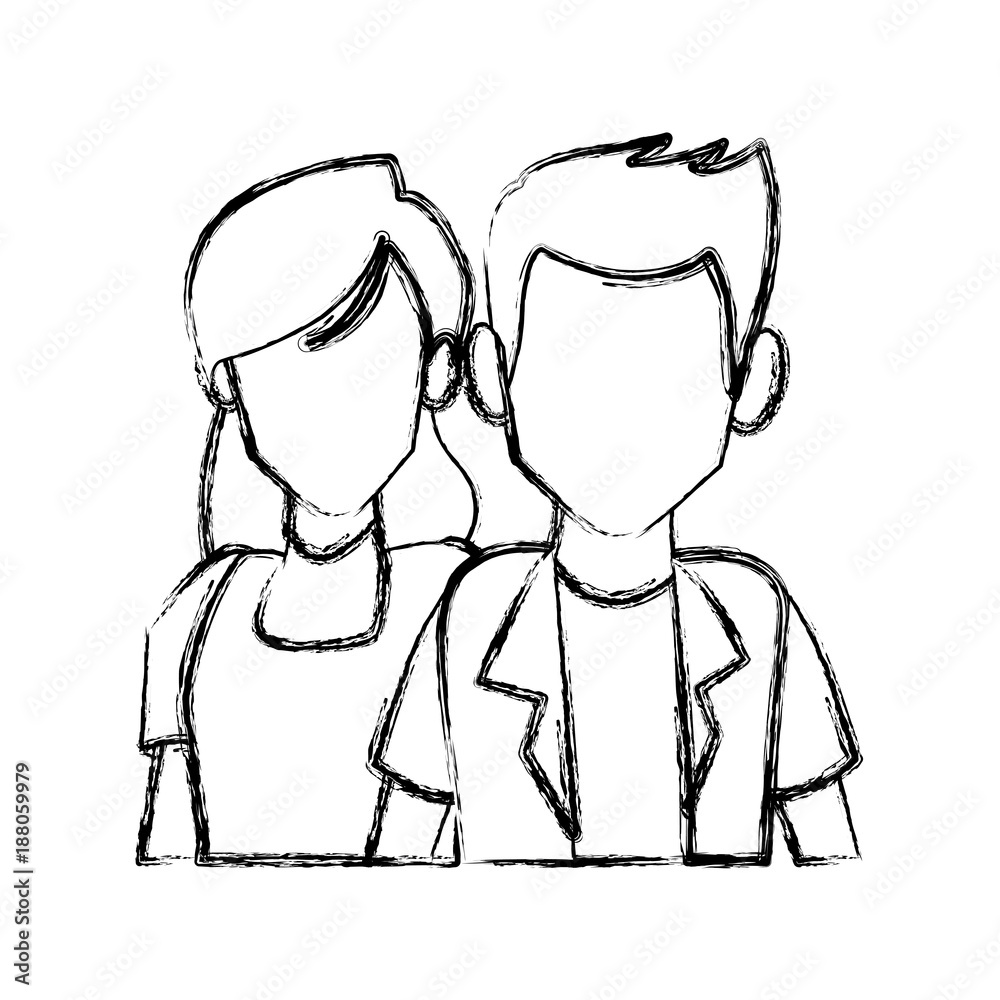Couple of friends cartoon icon vector illustration graphic design