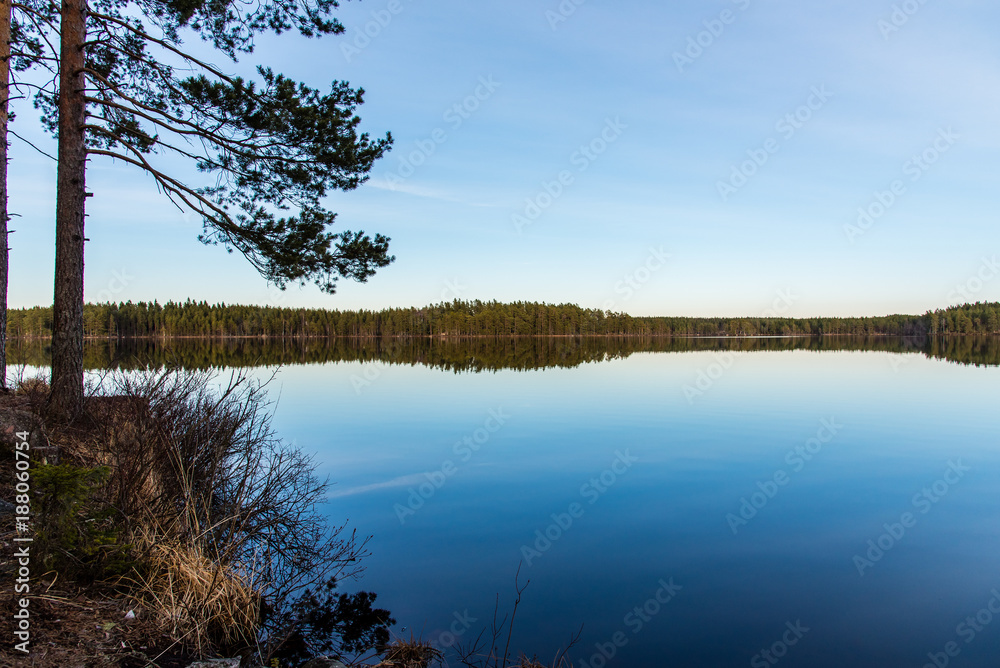 overlooking a calm lake in the area of tiveden overlooking a calm lake in the area of tiveden