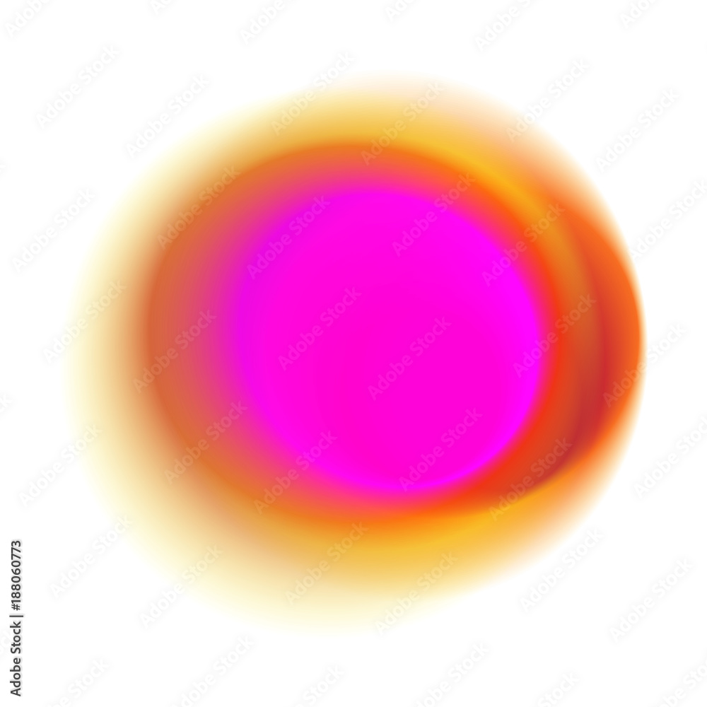  Pink gradient rings isolated on white background. Red blurred blot pattern. Orange radial spot with round yellow colored vector texture.