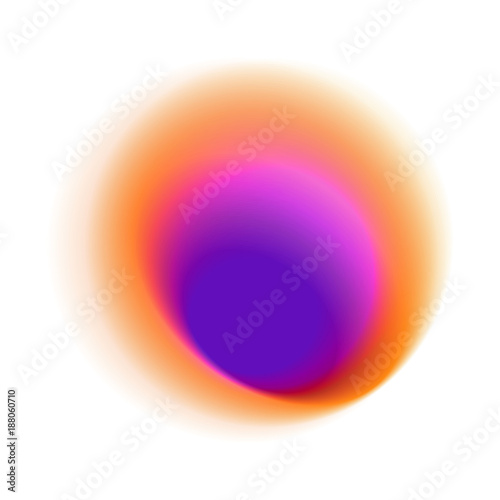  Purple blurred hole pattern. Orange radial spot with round red colored texture. Pink gradient circle isolated on white background.