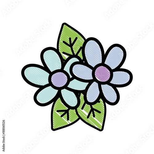 grated nice flowers with petals and natural leaves