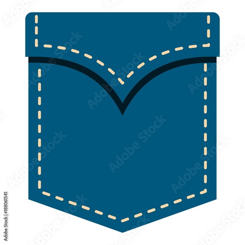 Blue pocket symbol icon isolated