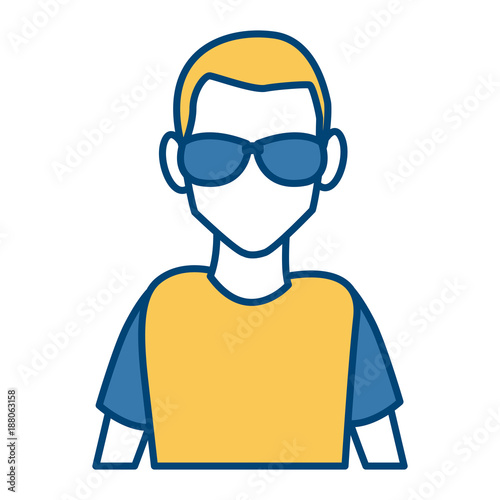 Man with sunglasses cartoon icon vector illustration graphic design