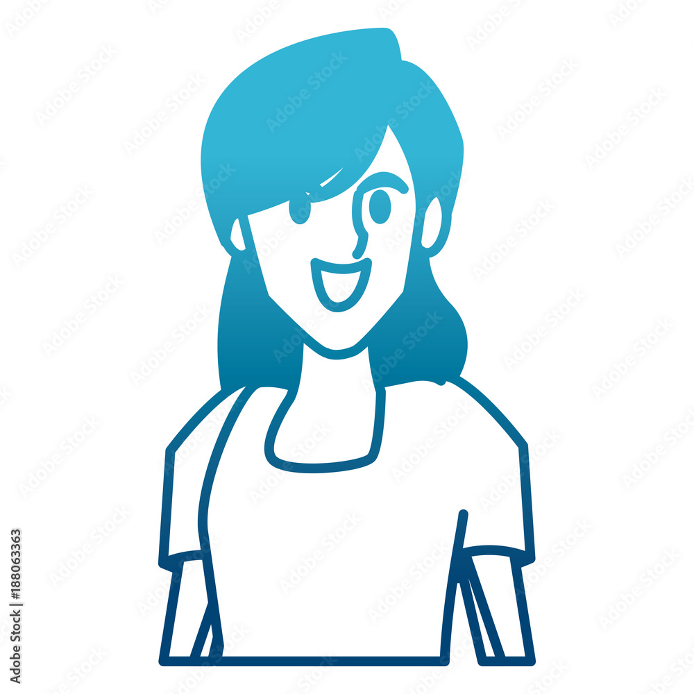 Woman profile smiling cartoon icon vector illustration graphic design