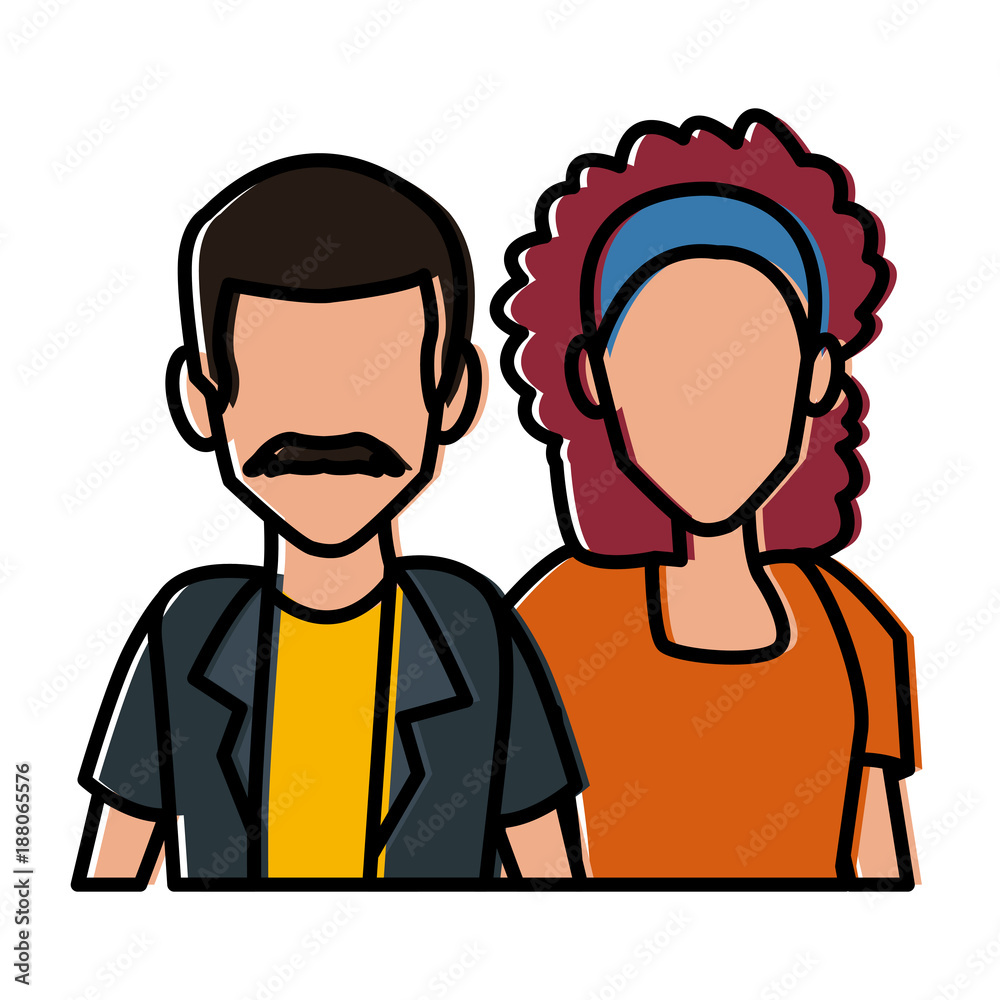 Couple of friends cartoon icon vector illustration graphic design