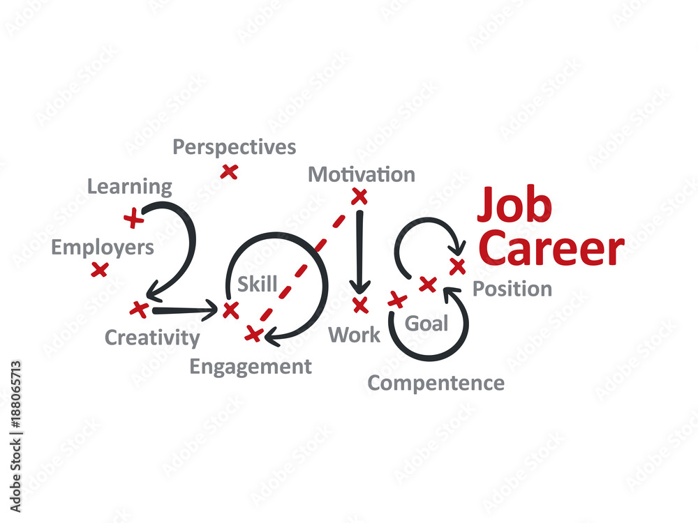 Job Career 2018 red marks white background vector