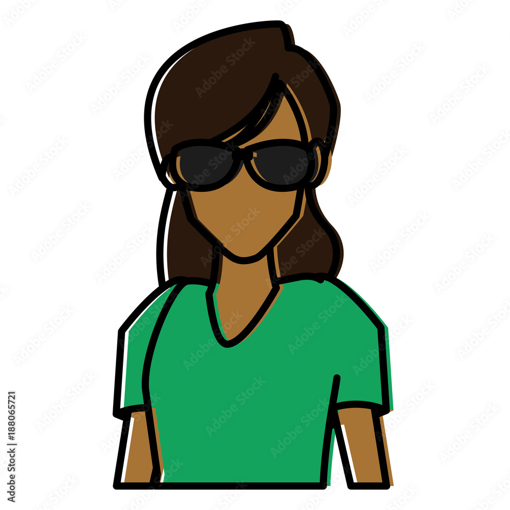 Woman with sunglasses cartoon icon vector illustration graphic design Woman with sunglasses cartoon icon vector illustration graphic design