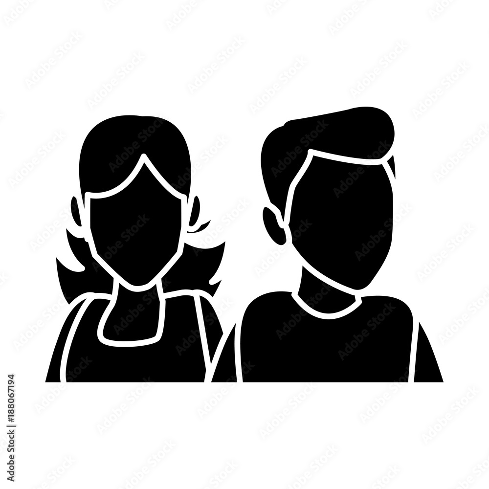 Couple of friends cartoon icon vector illustration graphic design