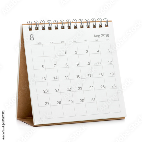 Minimal desk calendar 2018 isolated