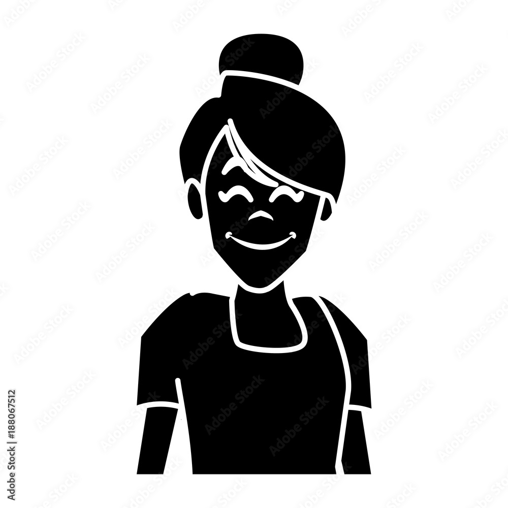 Woman profile smiling cartoon icon vector illustration graphic design