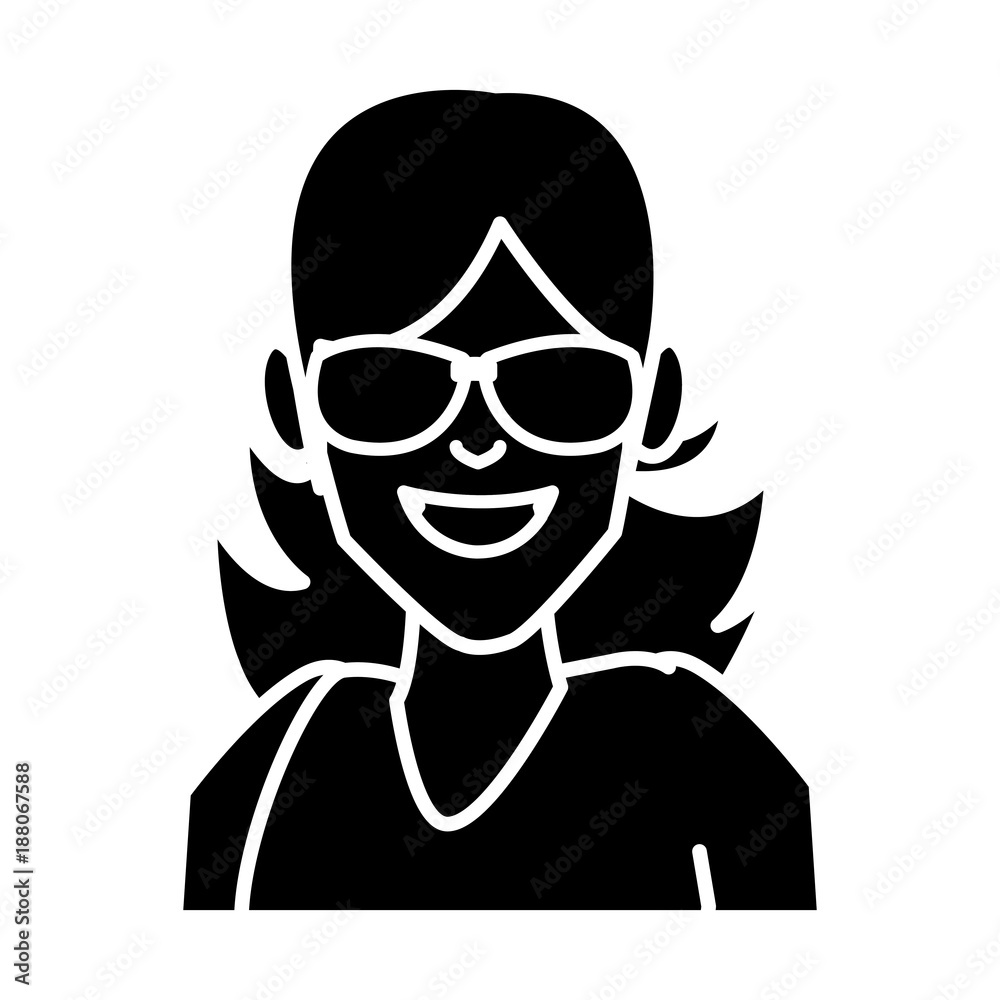 Woman with sunglasses cartoon icon vector illustration graphic design Woman with sunglasses cartoon icon vector illustration graphic design