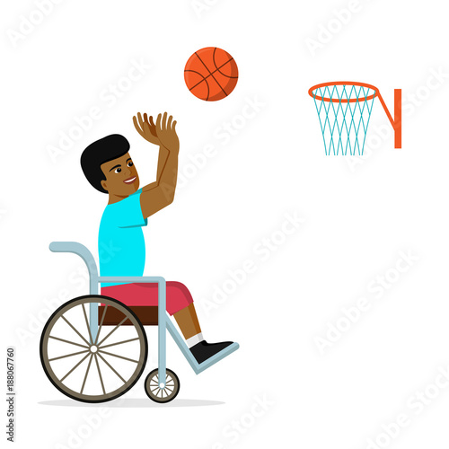 Disabled african-american man plaing basketball