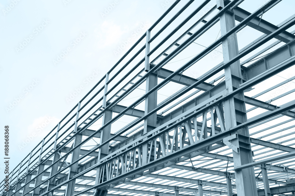In the construction site, steel structure is under construction In the construction site, steel structure is under construction