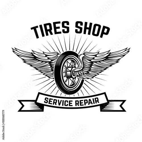 Garage. Service station. Car repair. Design element for logo, label, emblem, sign.
