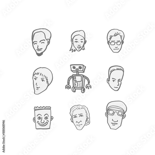 얼굴의 표정 / 손으로 그림 이모티콘 모음