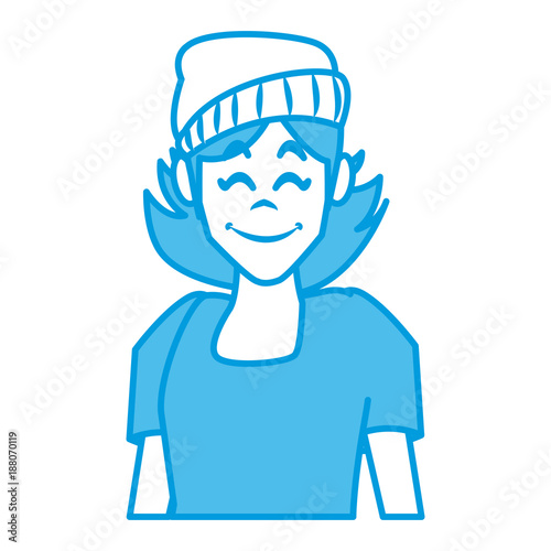 Woman profile smiling cartoon icon vector illustration graphic design