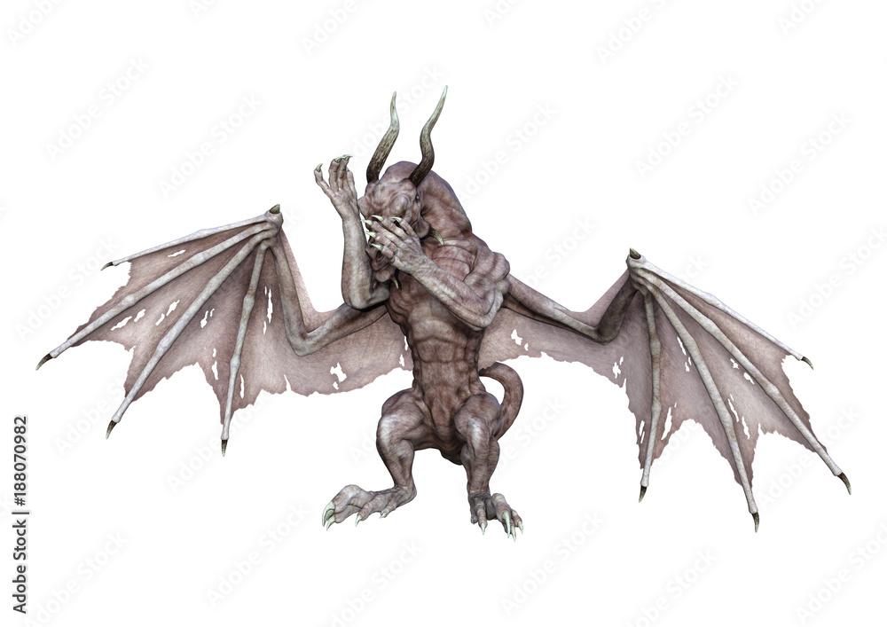 Fototapeta premium 3D Rendering Fantasy Vampire Dragon on White