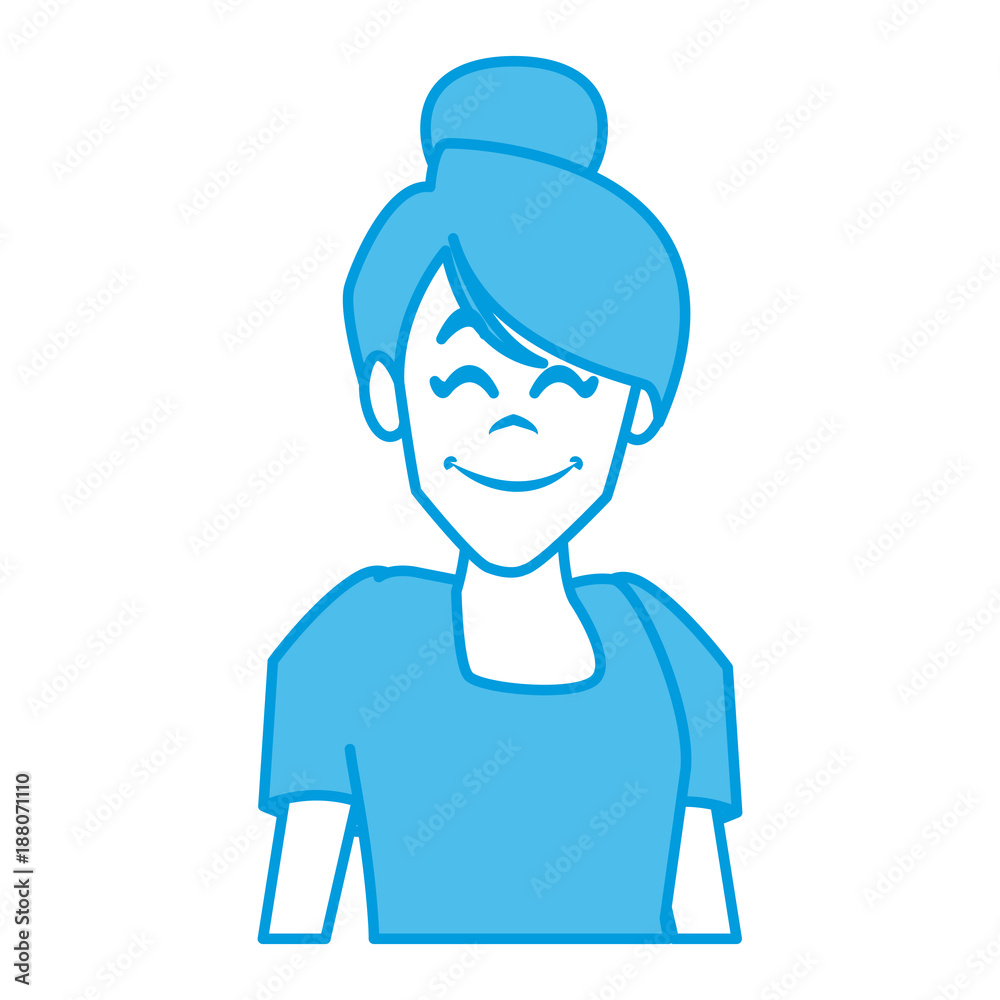 Woman profile smiling cartoon icon vector illustration graphic design Woman profile smiling cartoon icon vector illustration graphic design