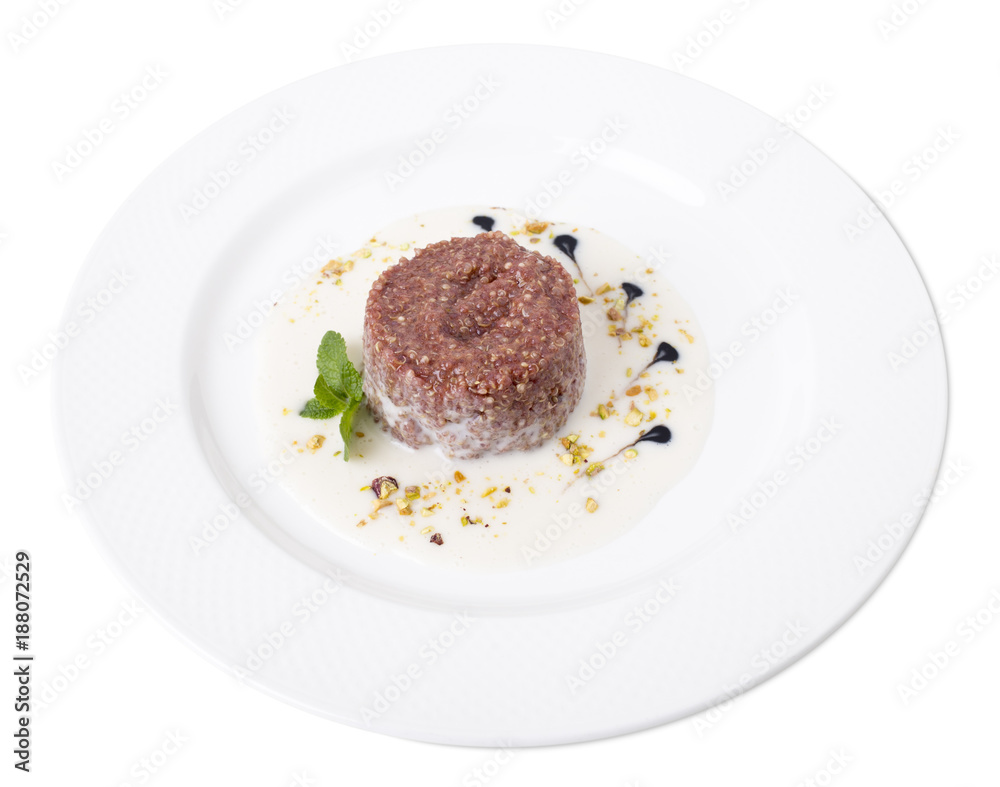 Quinoa tartare with red berry sauce. Quinoa tartare with red berry sauce.