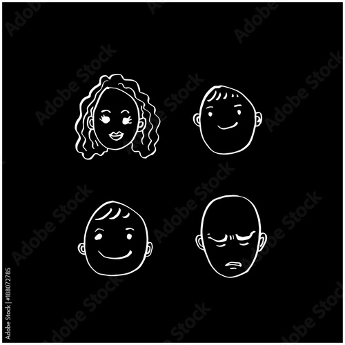 얼굴 일러스트 / 손으로 그린 이모티콘 세트