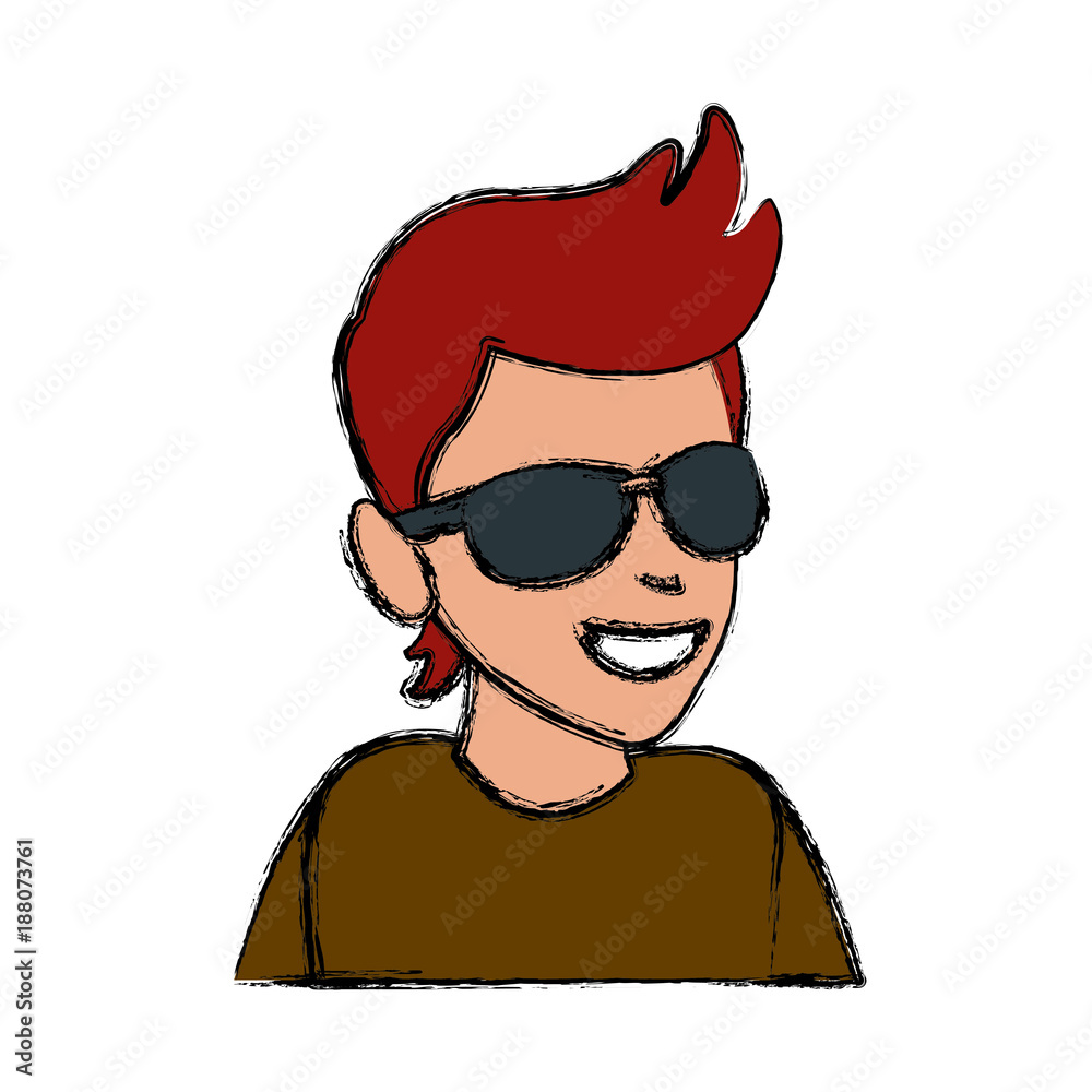 Man with sunglasses cartoon icon vector illustration graphic design Man with sunglasses cartoon icon vector illustration graphic design