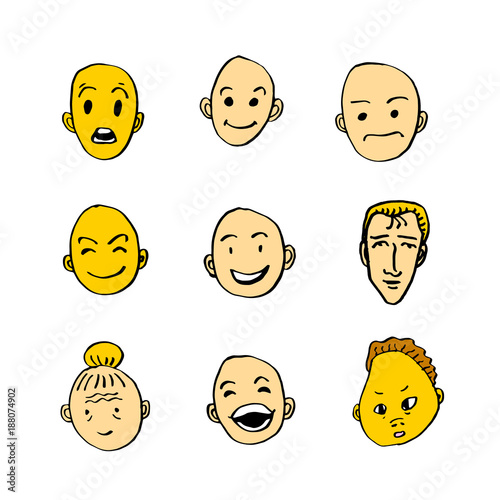 이모티콘 모음 / 손으로 그린 인물의 표정