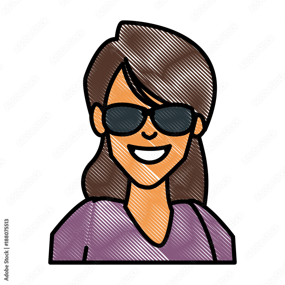 Woman with sunglasses cartoon icon vector illustration graphic design Woman with sunglasses cartoon icon vector illustration graphic design