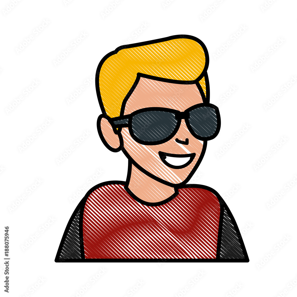 Man with sunglasses cartoon icon vector illustration graphic design Man with sunglasses cartoon icon vector illustration graphic design