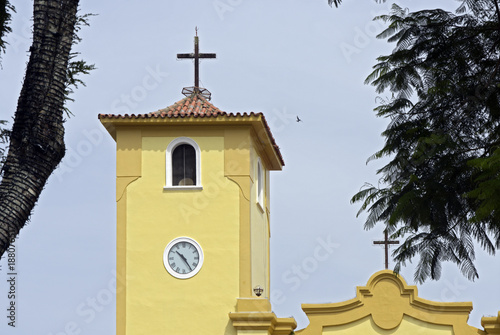 Small yellow church, typical of the countryside cities of Brazil photo