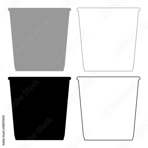 Dustbin or trash basket icon . Illustration grey and black color .