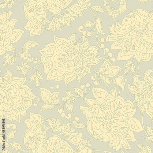 vintage flowers seamless pattern. Ethnic floral vector background