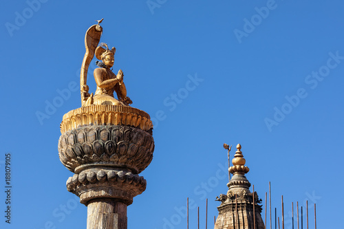 Statue of King Yoganarendra Malla, Patan Durbar Square, Lalitpur, Nepal photo