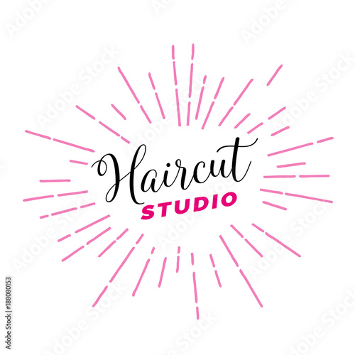 Haircut Studio Lettering with Pink Beams