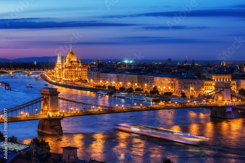 Budapest City in Hungary at Evening Twilight