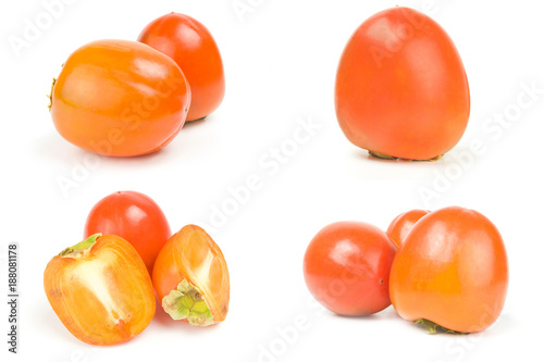 Collage of persimmon isolated on a white background cutout