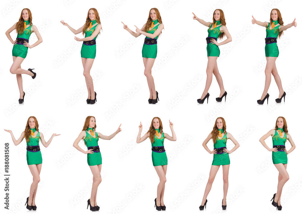 Fototapeta premium Young nice girl showing isolated on white