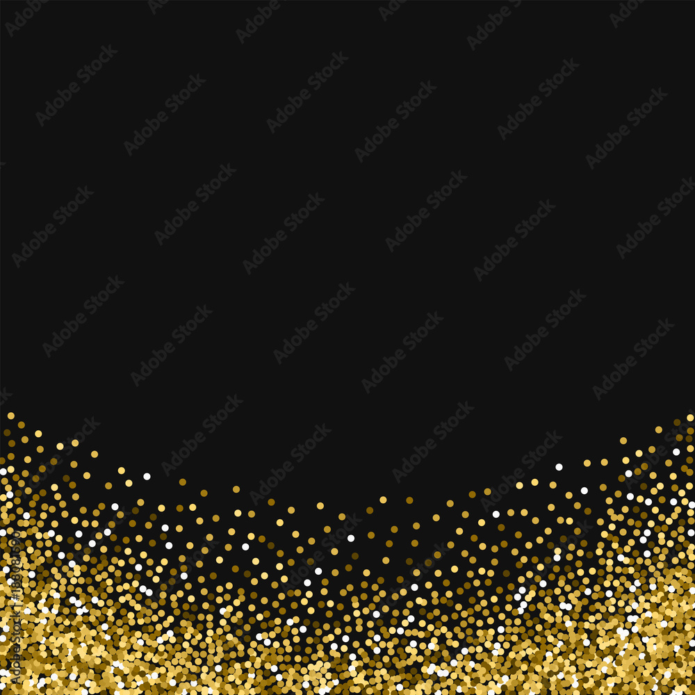 Round gold glitter. Abstract bottom with round gold glitter on black background. Bizarre Vector illustration.