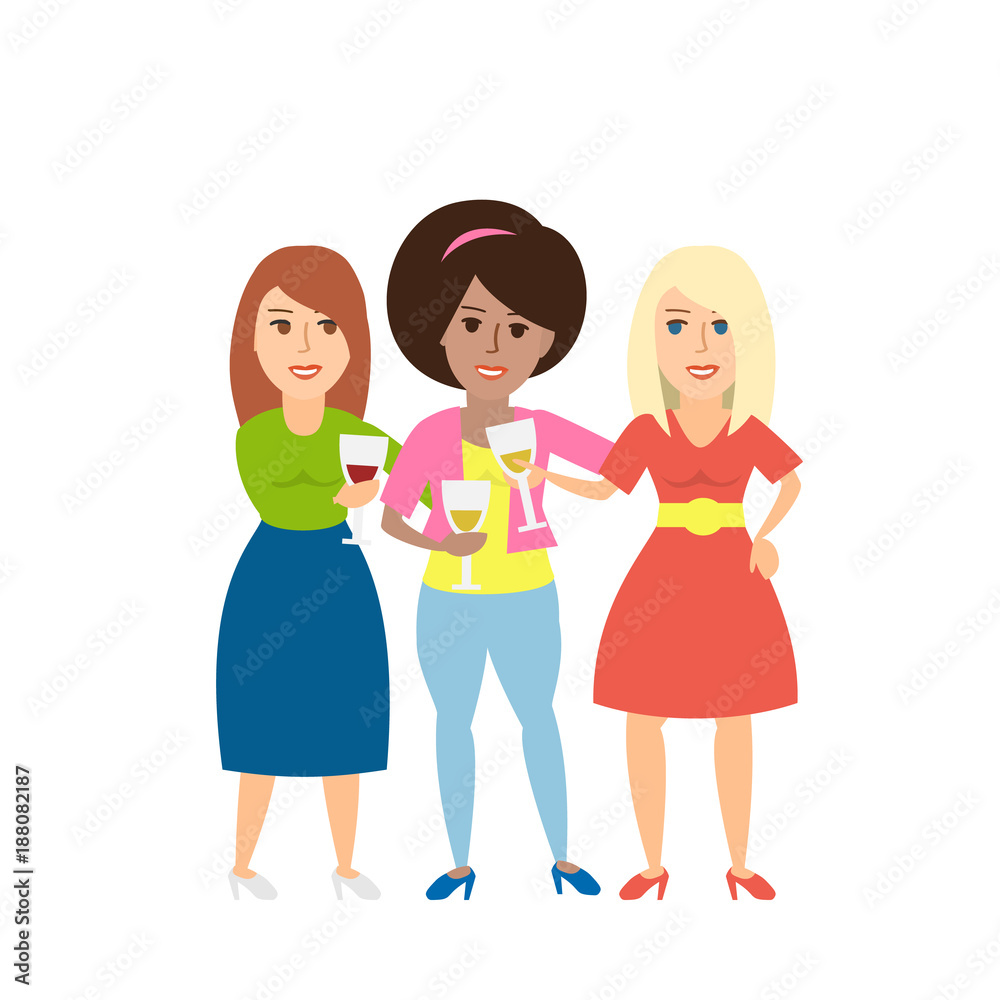 beautiful women toasting wih glasses beautiful women toasting wih glasses