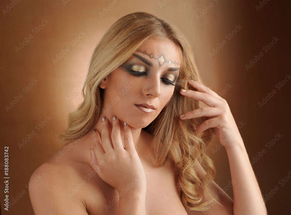 Naklejka premium Woman with fantasy makeup.