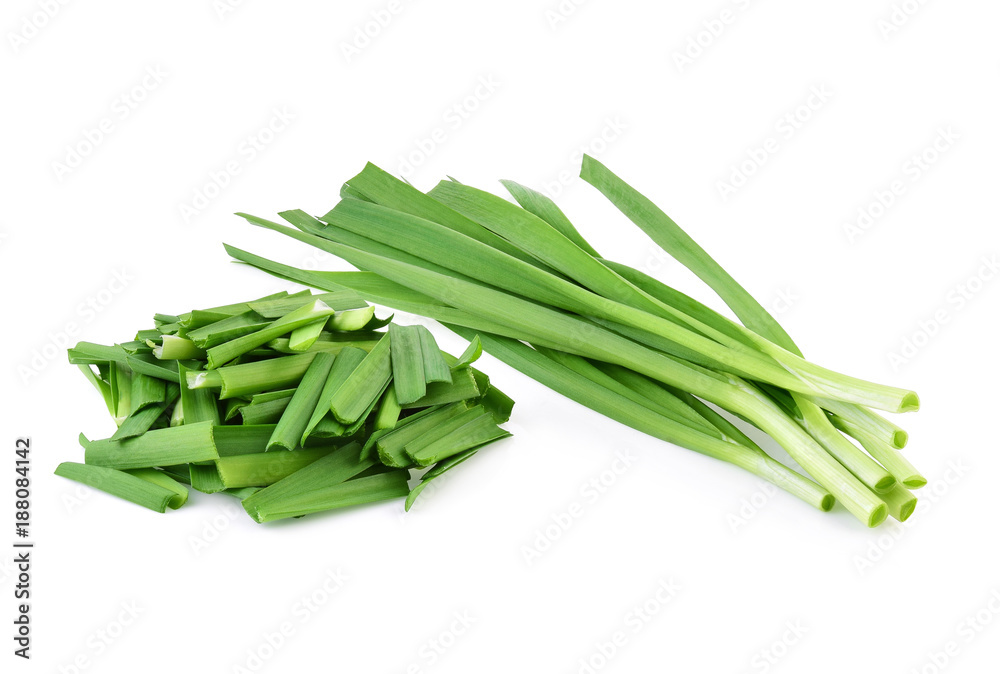 Garlic chives on white background Garlic chives on white background