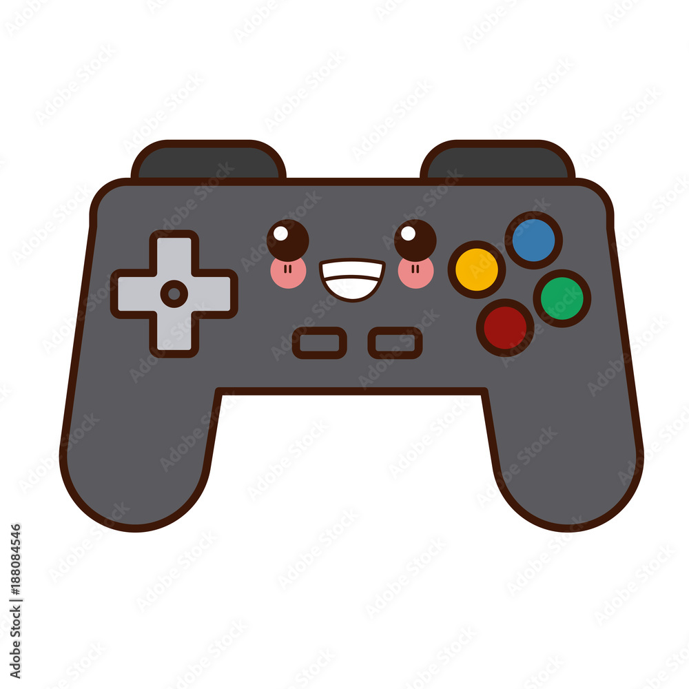 Gamepad videogame symbol cute kawaii cartoon vector illustration design  Stock Vector | Adobe Stock