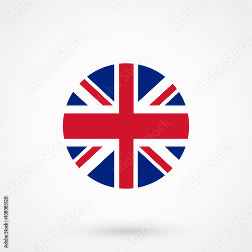 United Kingdom flag round icon. UK flag icon with accurate official color scheme. Premium quality british flag in circle. Vector icon isolated on gradient background