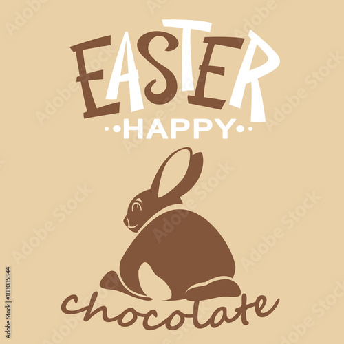rabbit happy  easter   vector illustration flat style