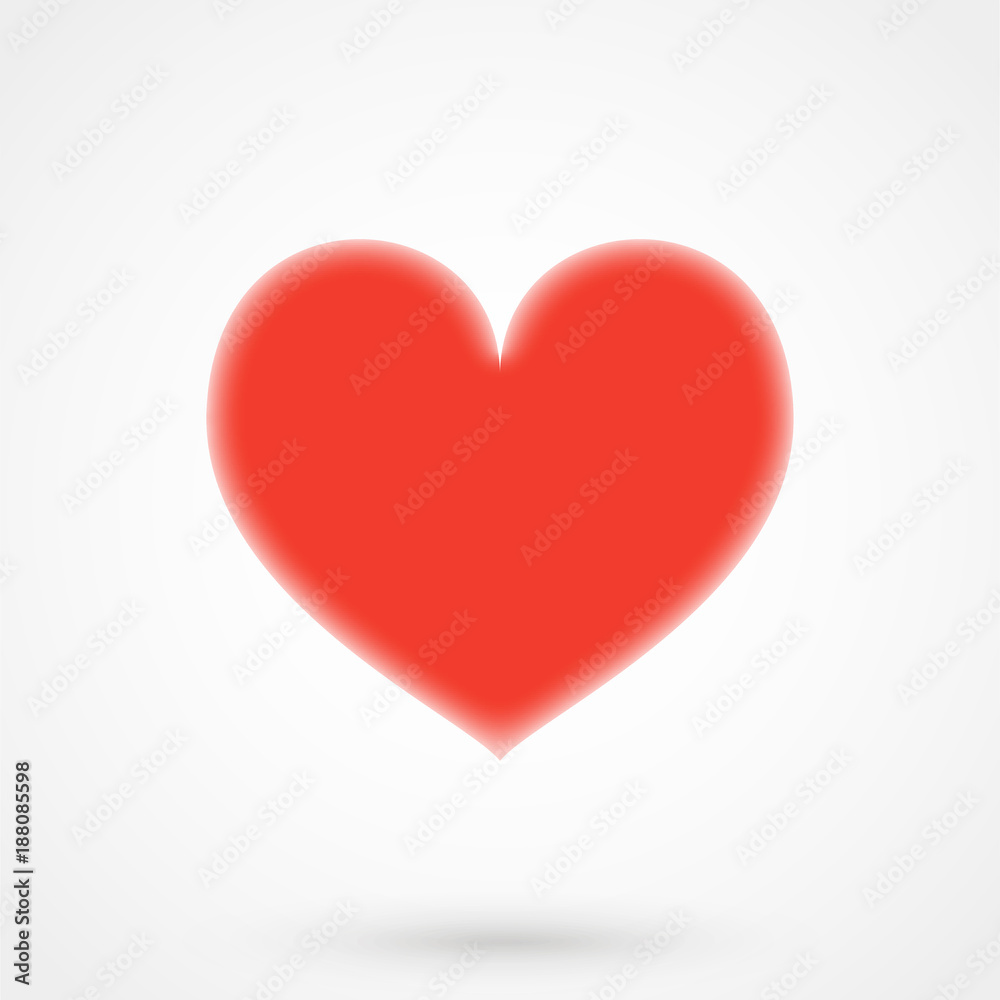 Icon red heart in a flat style on gray background Icon red heart in a flat style on gray background