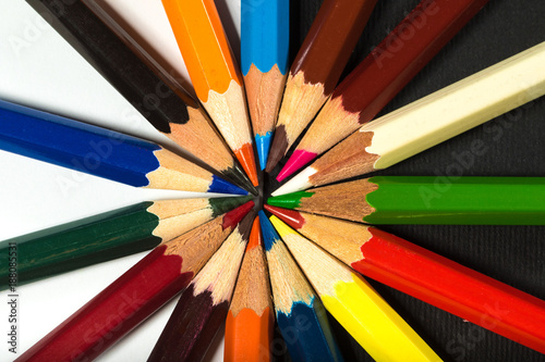 Set of colored pencils in the star shape