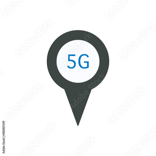 Pin icon with 5G sign symbol