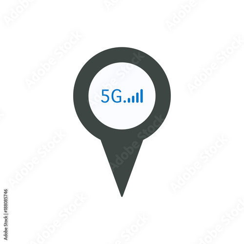 Pin icon with 5G sign symbol