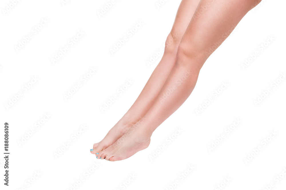 Female legs on white background, skin care and waxing