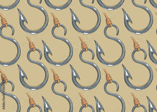 Fish Hook Seamless Pattern 